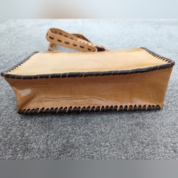 VINTAGE genuine retro leather bag embossed leather purse handbag - Picture 3 of 11